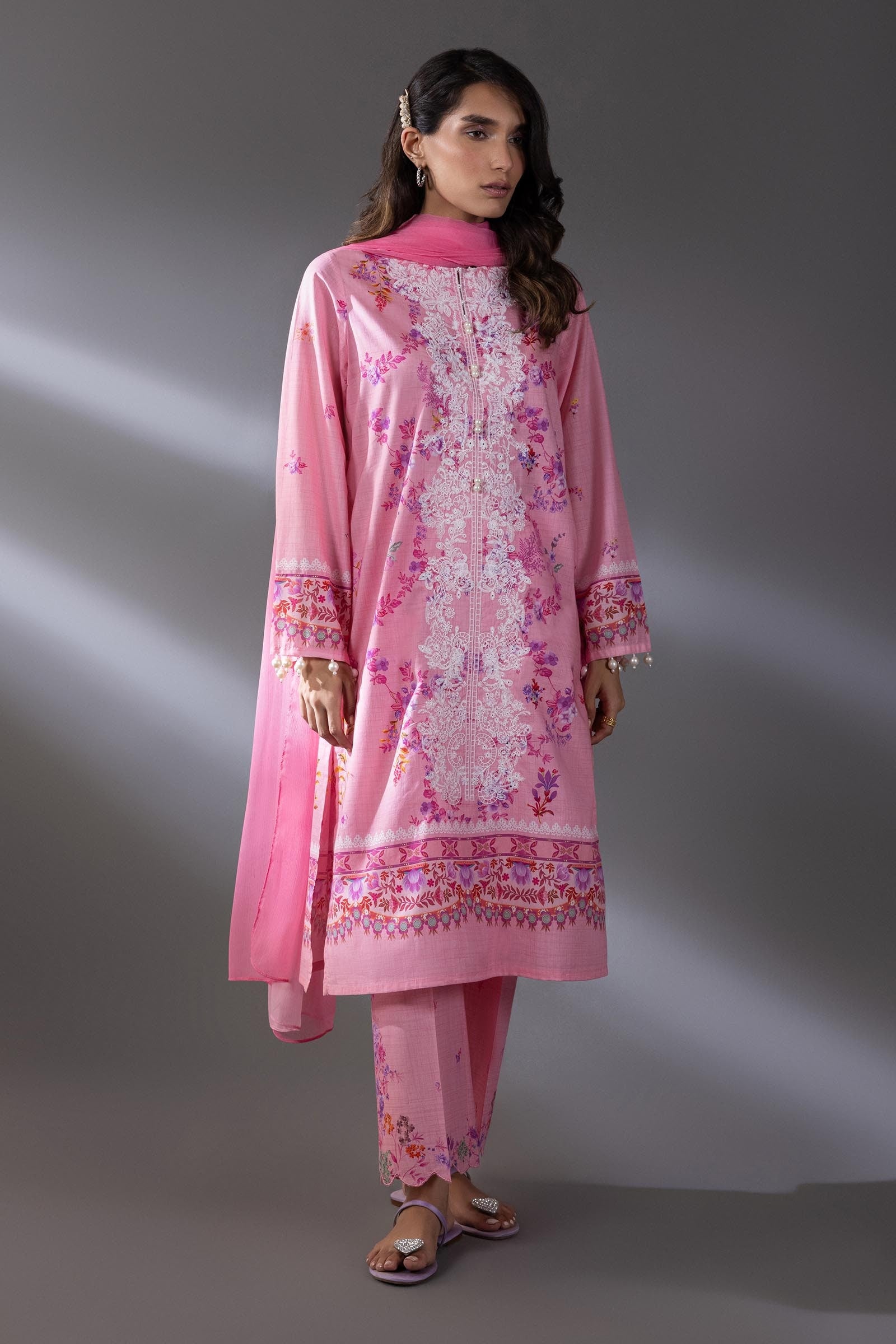 Stitched Lawn Shirt + Culotte + Dupatta