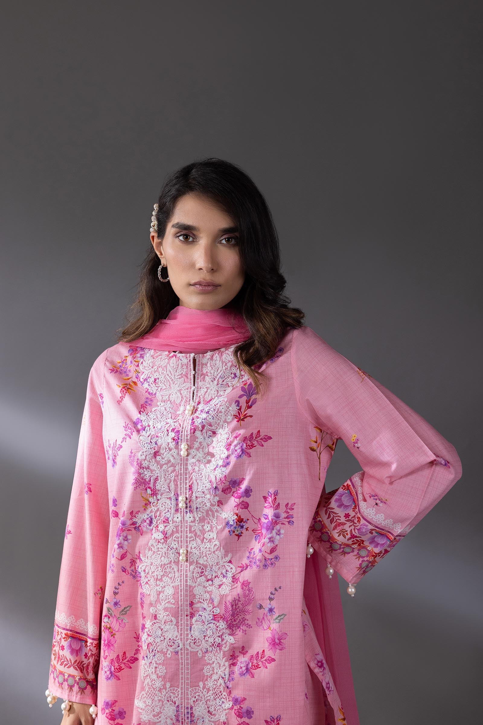 Stitched Lawn Shirt + Culotte + Dupatta