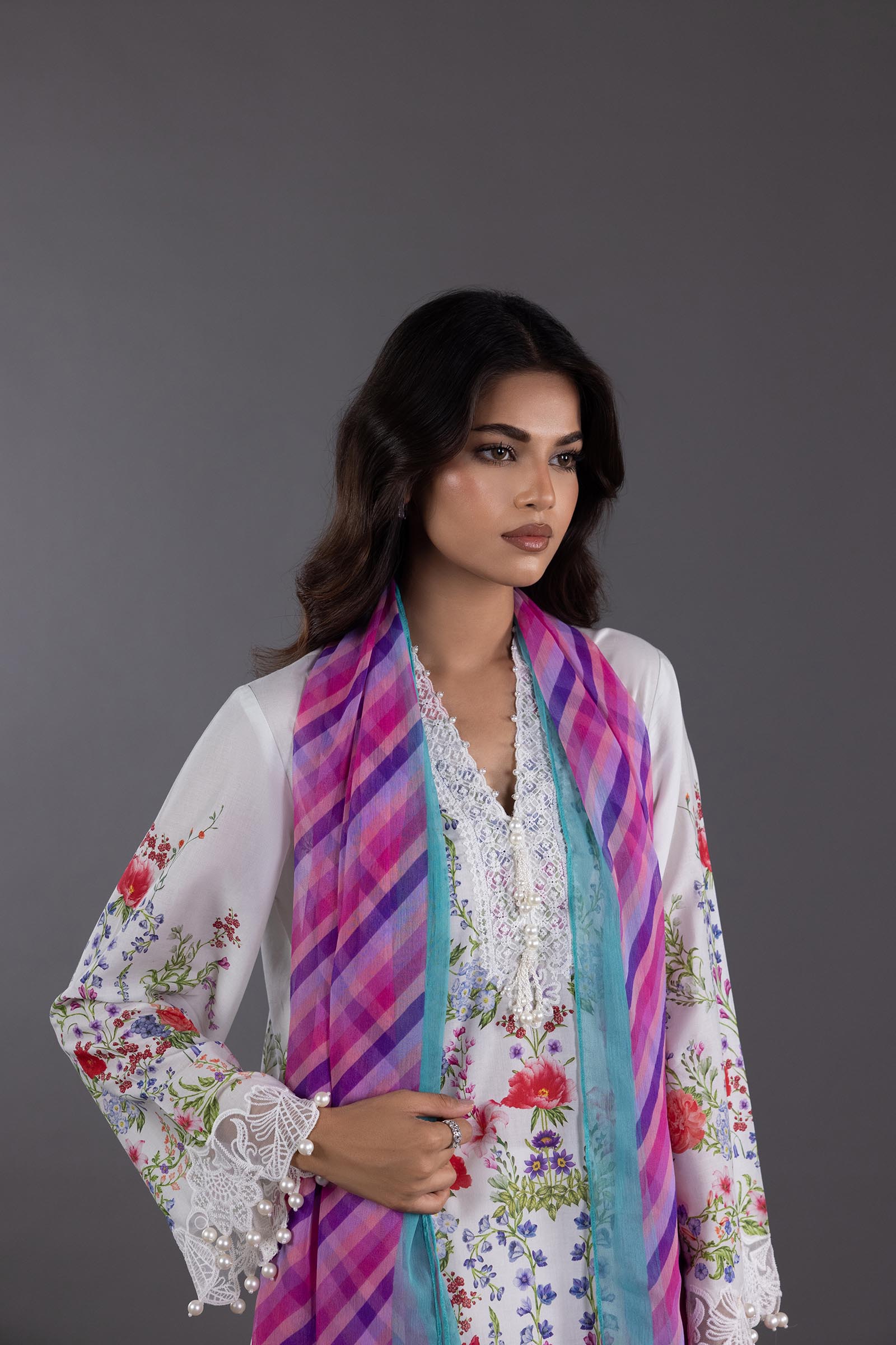 Stitched Muzlin Lawn Shirt Secondary image
