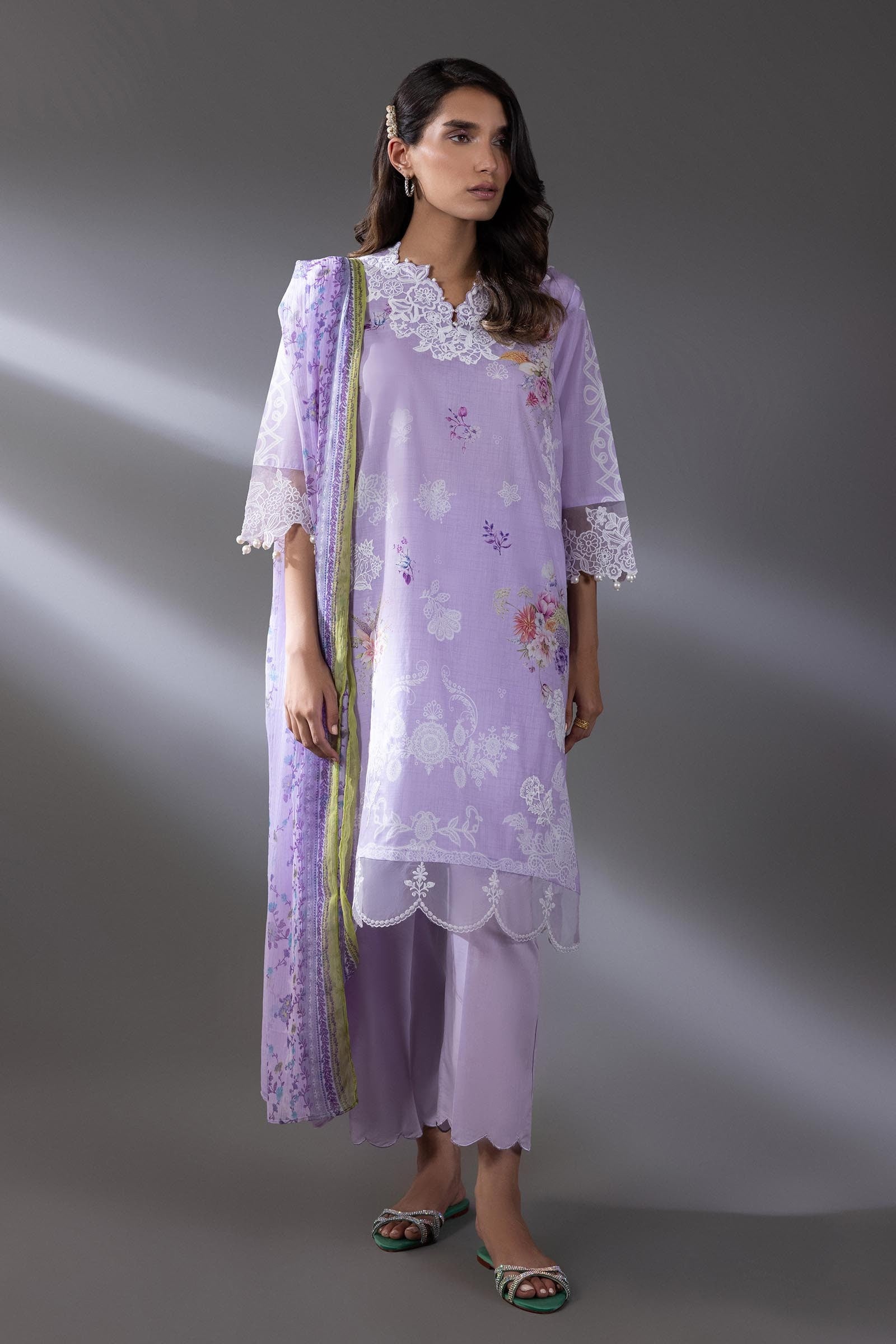Stitched Lawn Shirt + Culotte + Dupatta Main image