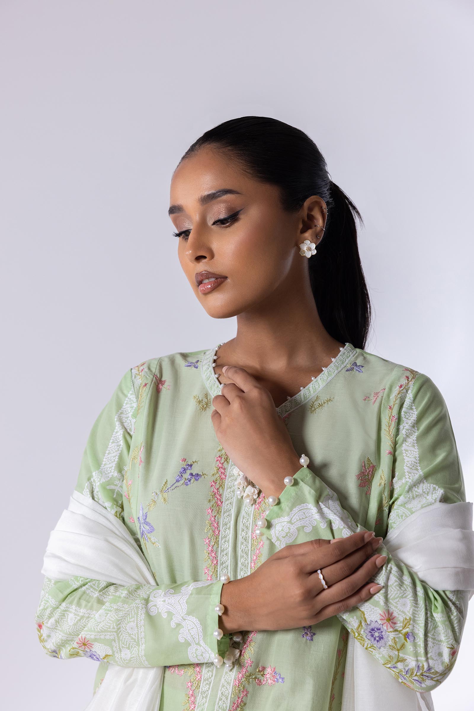 Stitched Lawn Embroidered Suit Secondary image