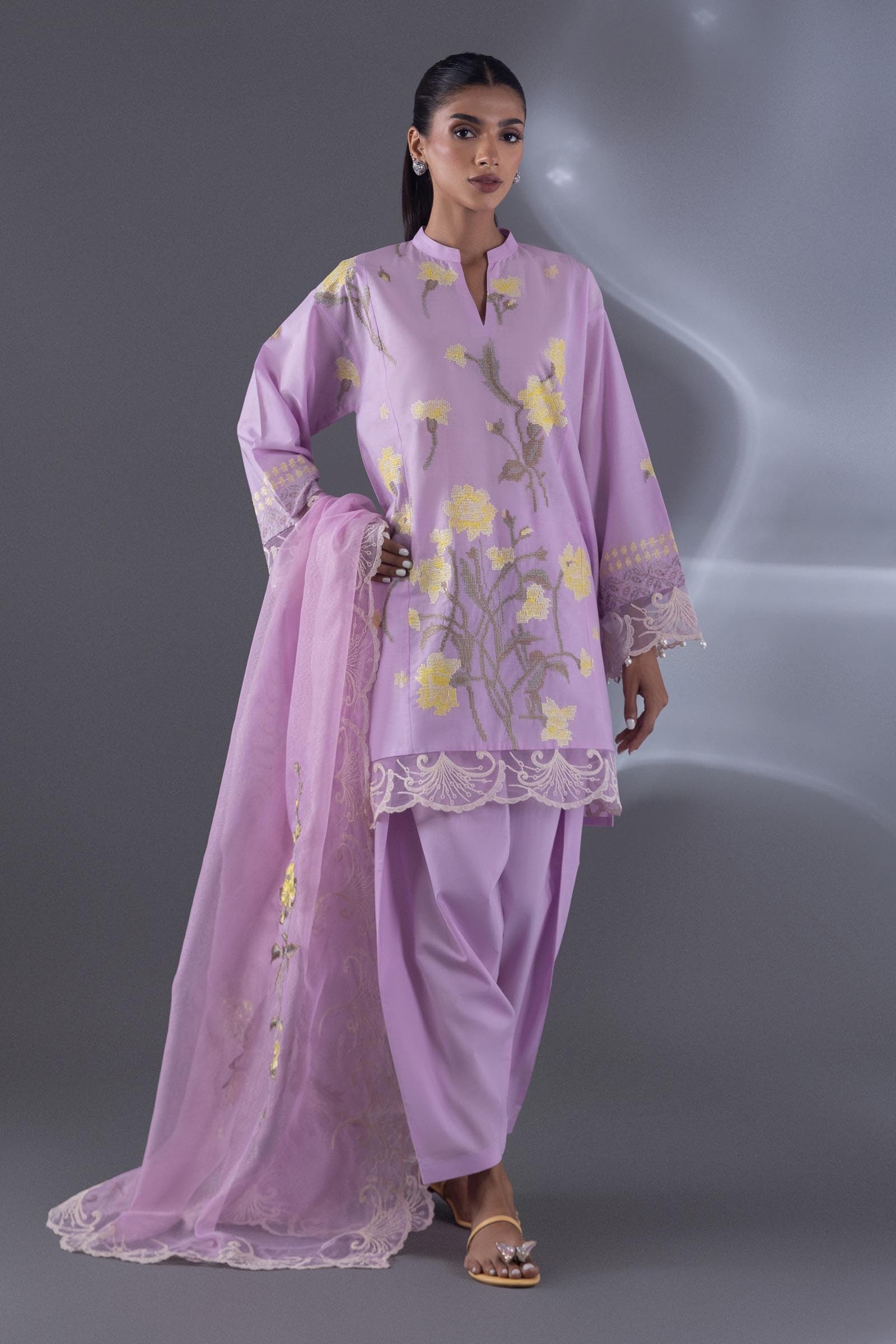 Stitched Lawn Embroidered Suit Main image