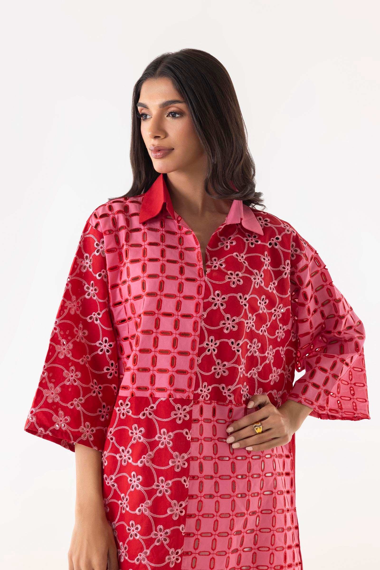 Stitched Two Tone Lawn Embroidered Shirt Secondary image