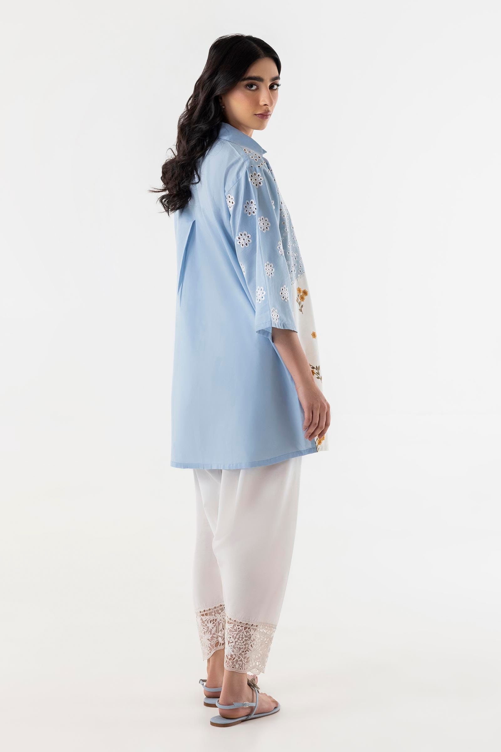 Stitched Lawn Embroidered Boxy Shirt Secondary image