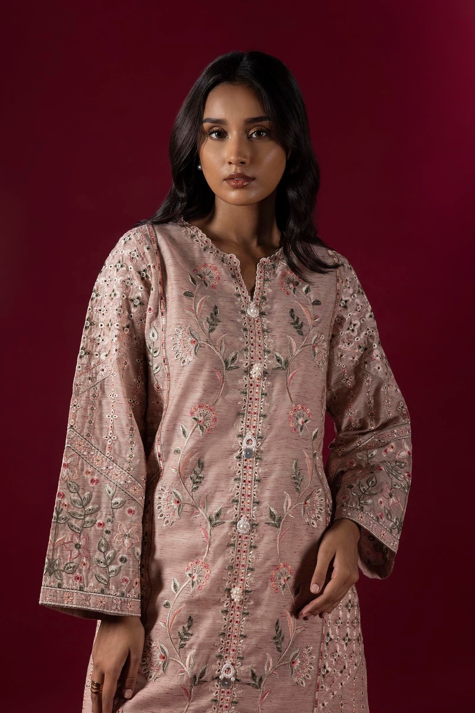 Stitched Embroidered Yarn Shirt + Culotte Secondary image