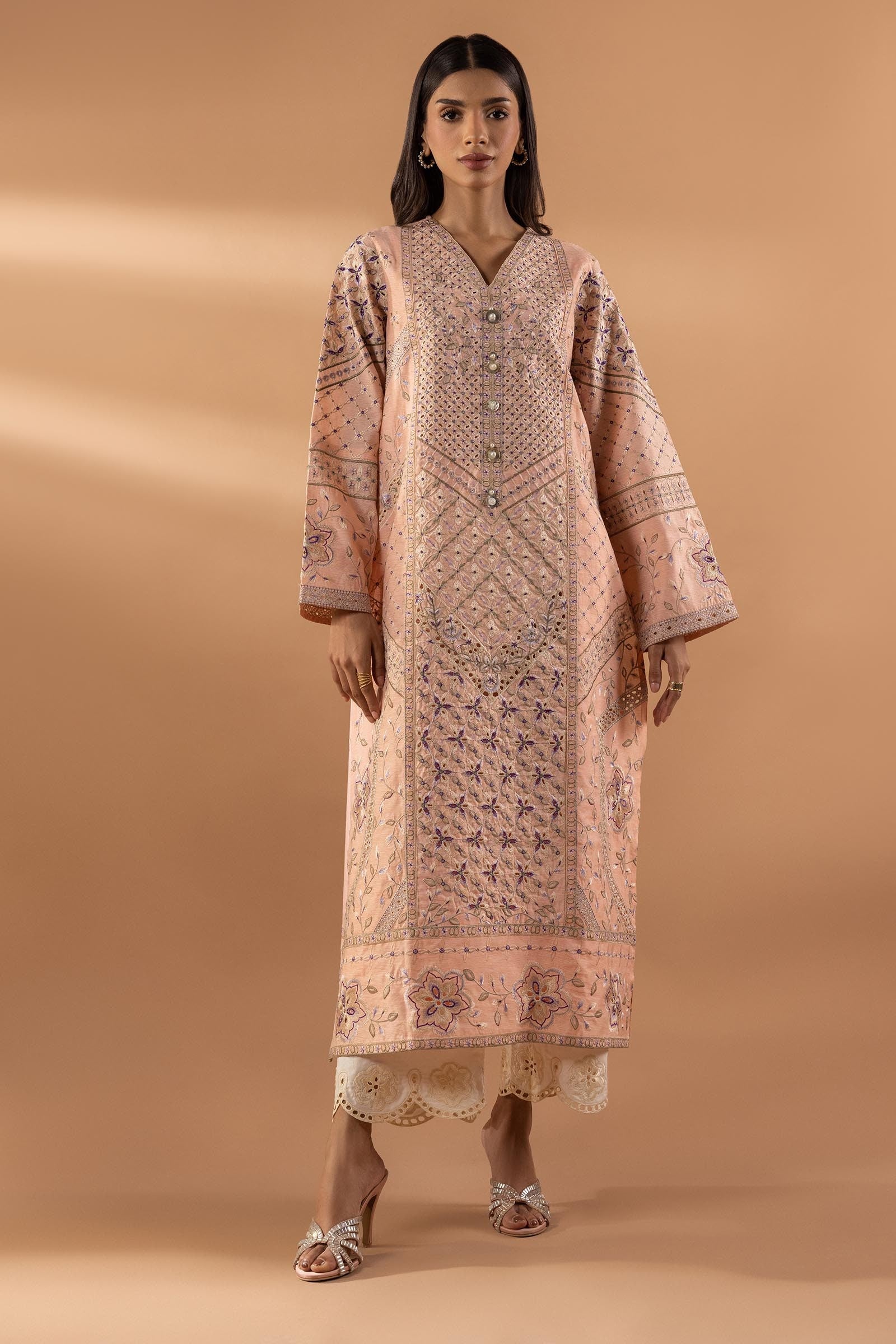 Stitched Embroidered Chambray Shirt + Bottom Main image