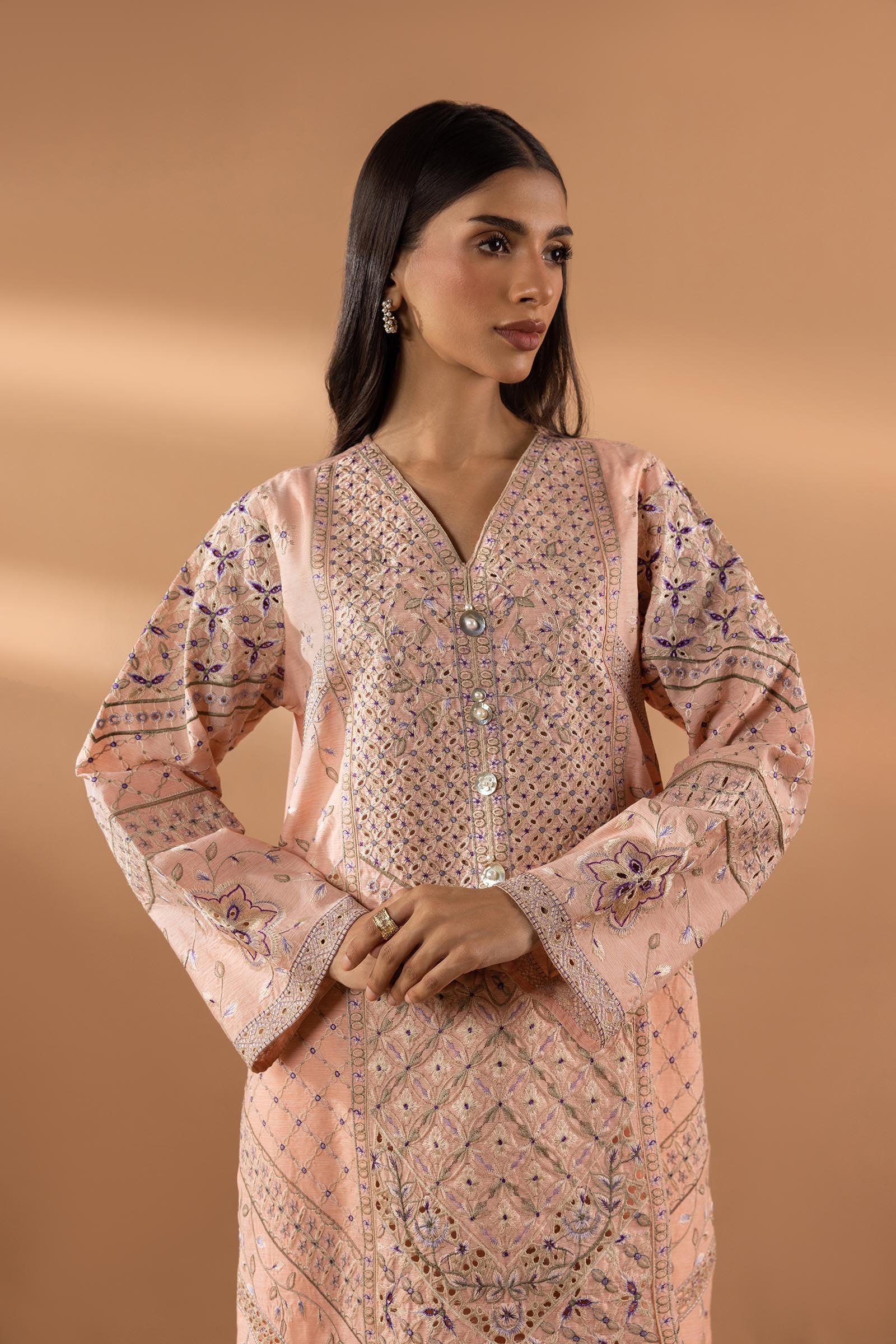 Stitched Embroidered Chambray Shirt + Bottom Secondary image