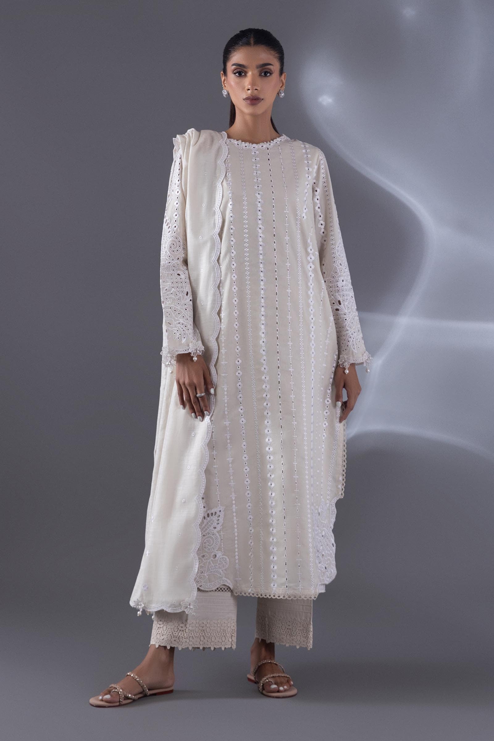Stitched Lawn Embroidered Shirt + Culotte Main image