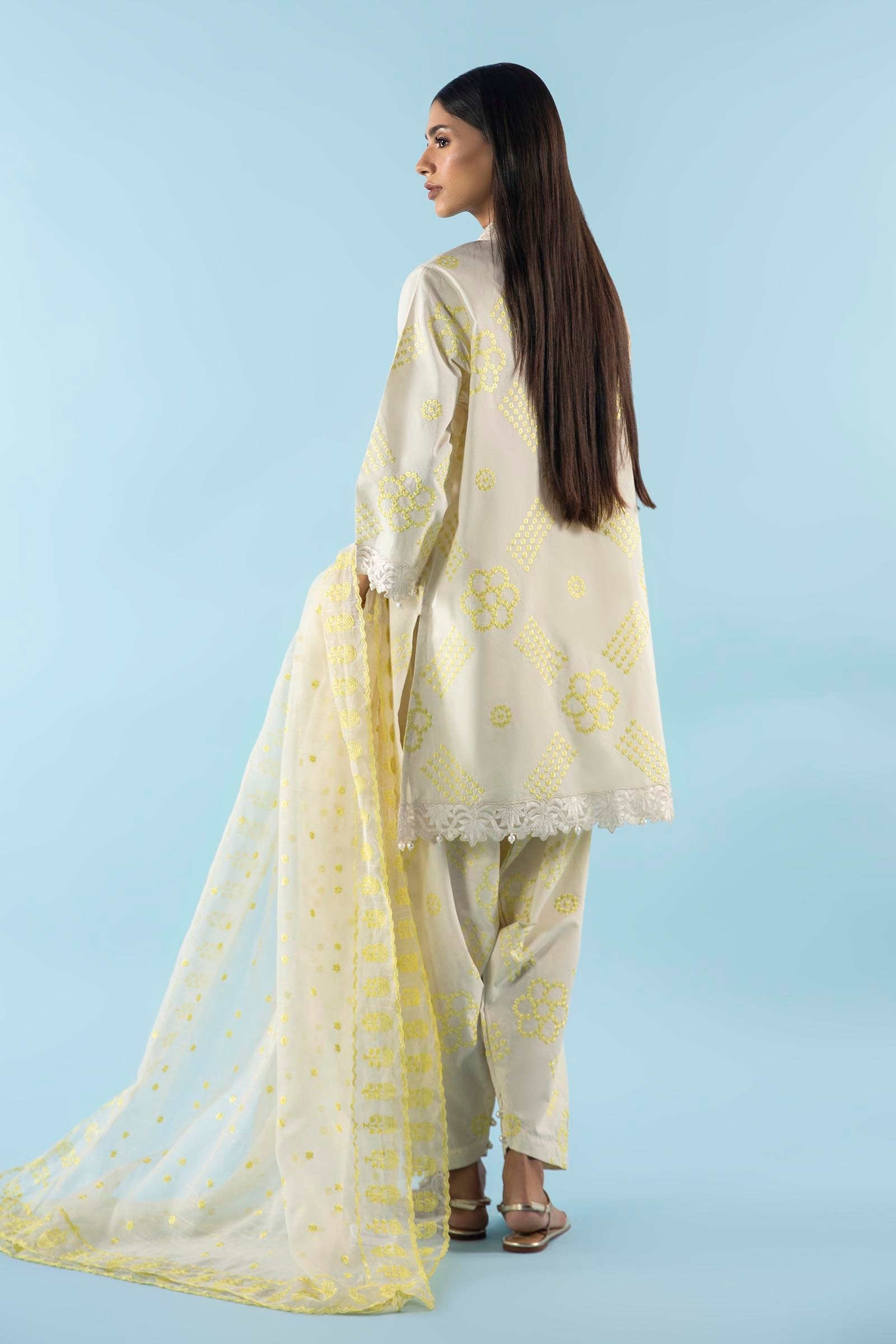Stitched Embroidered Lawn Shirt + Shalwar Secondary image