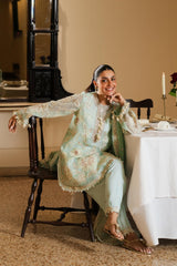 Stitched Embroidered Cotton Shirt + Shalwar + Dupatta