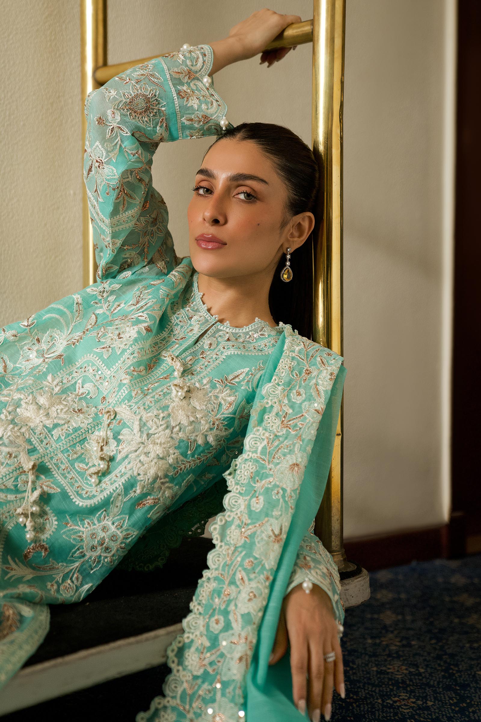 Stitched Embroidered Cotton Shirt + Culotte + Dupatta