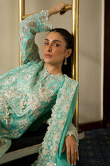 Stitched Embroidered Cotton Shirt + Culotte + Dupatta