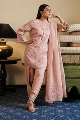 Stitched Embroidered Cotton Shirt + Shalwar + Dupatta