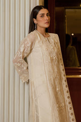 Stitched Embroidered Cotton Shirt + Culotte + Dupatta