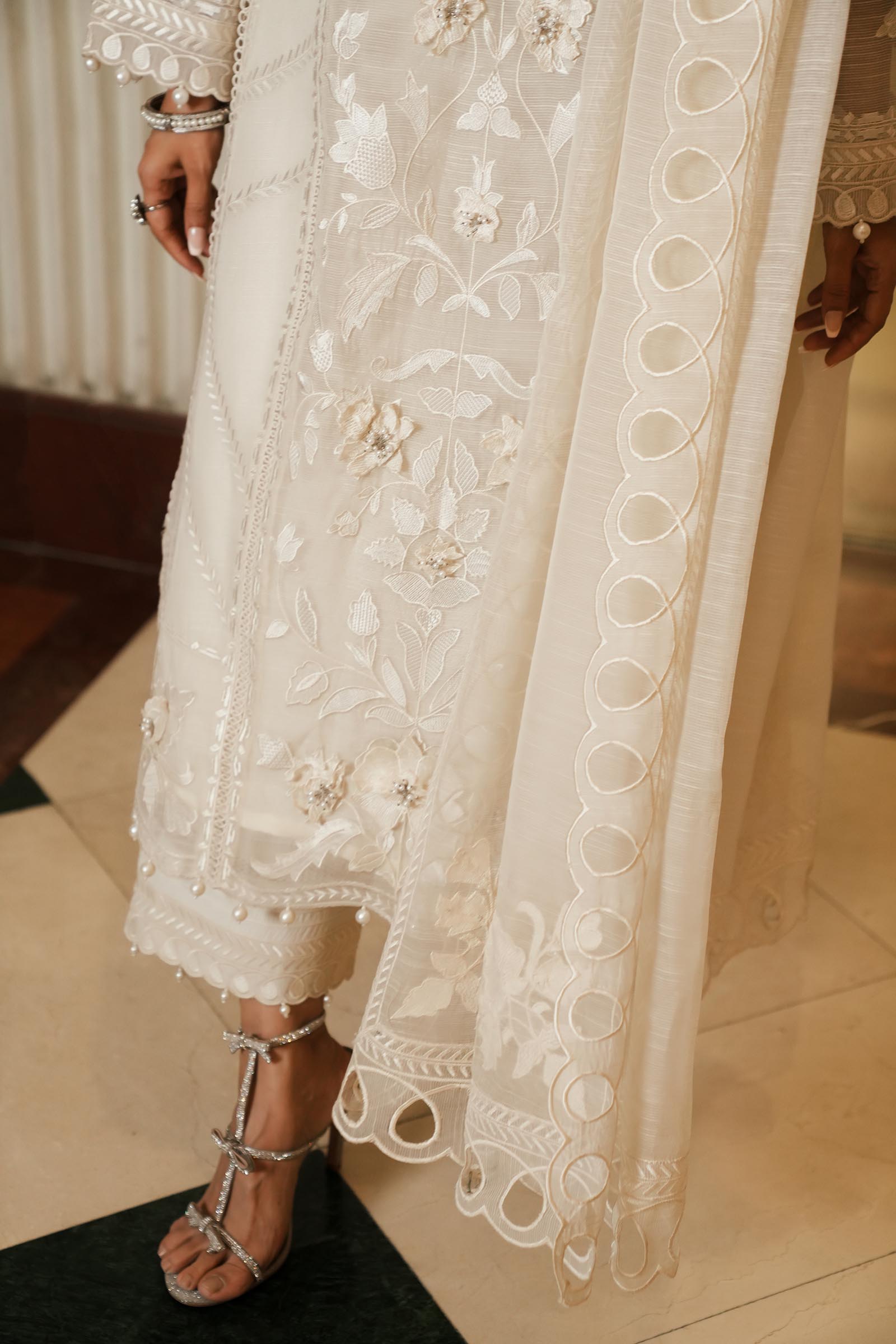 Stitched Embroidered Cotton Shirt + Culotte + Dupatta