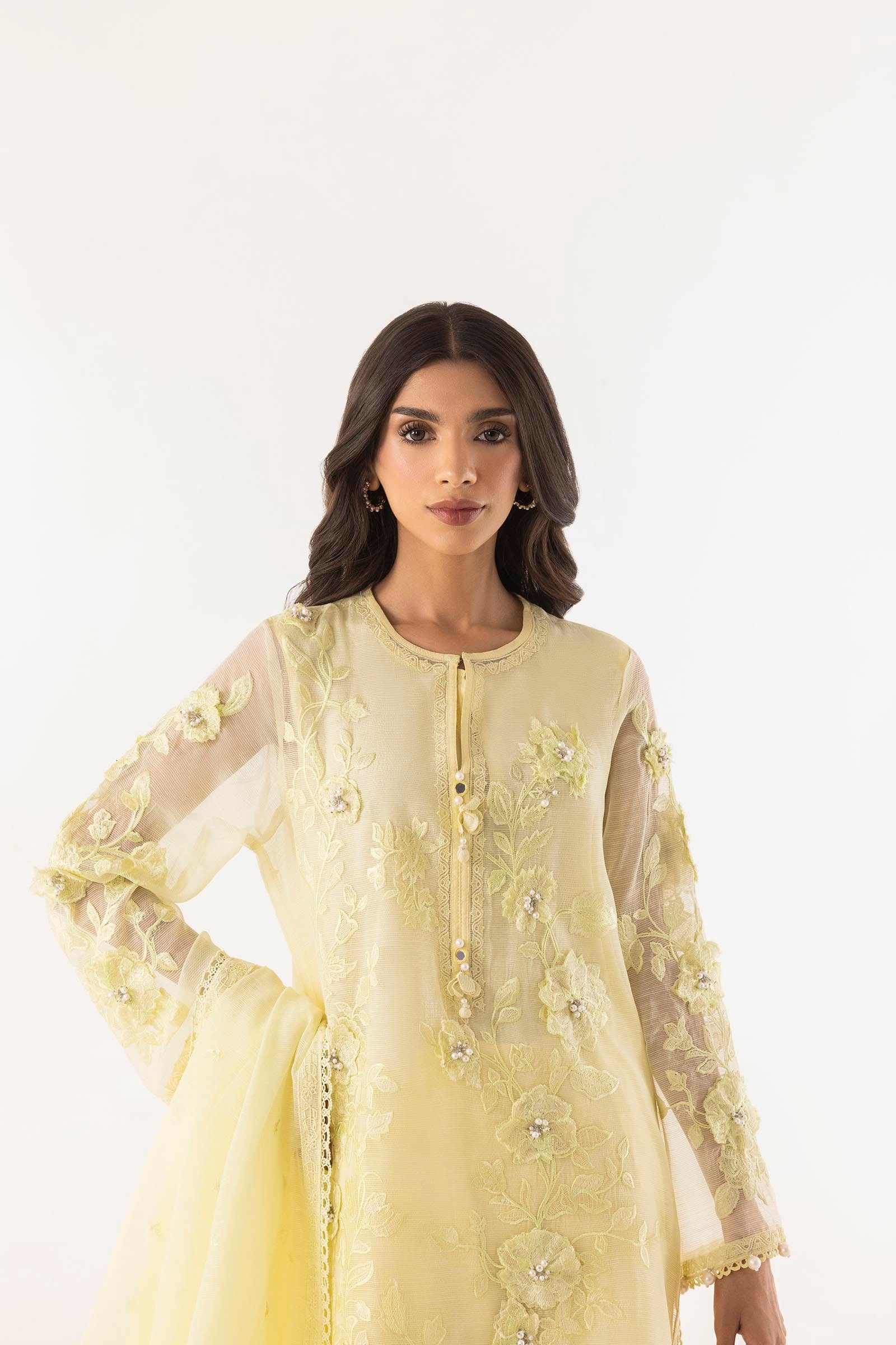 Stitched Embroidered Cotton Shirt + Shalwar + Dupatta