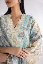 Stitched Organza Embroidered Suit