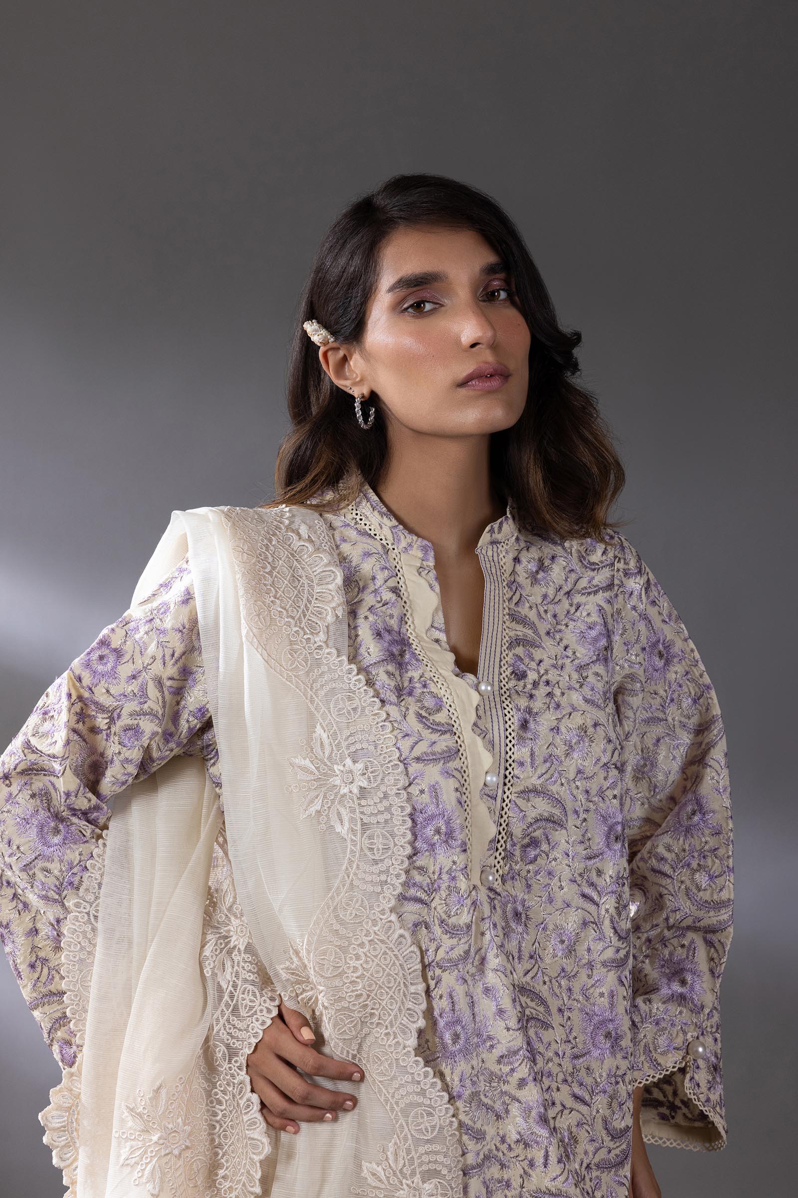 Stitched Lawn Embroidered Shirt Secondary image