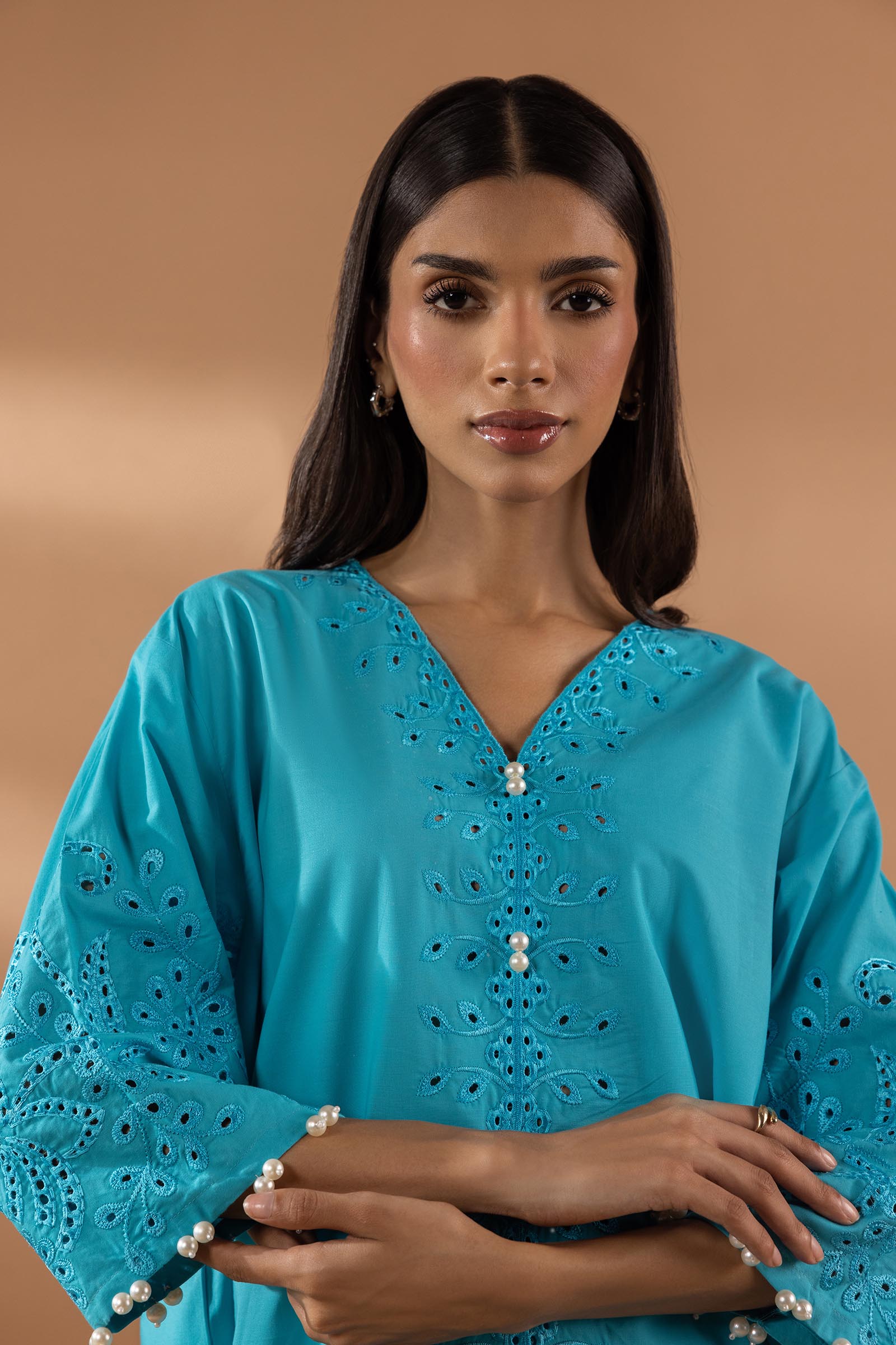 Stitched Embroidered Lawn Shirt + Shalwar Secondary image