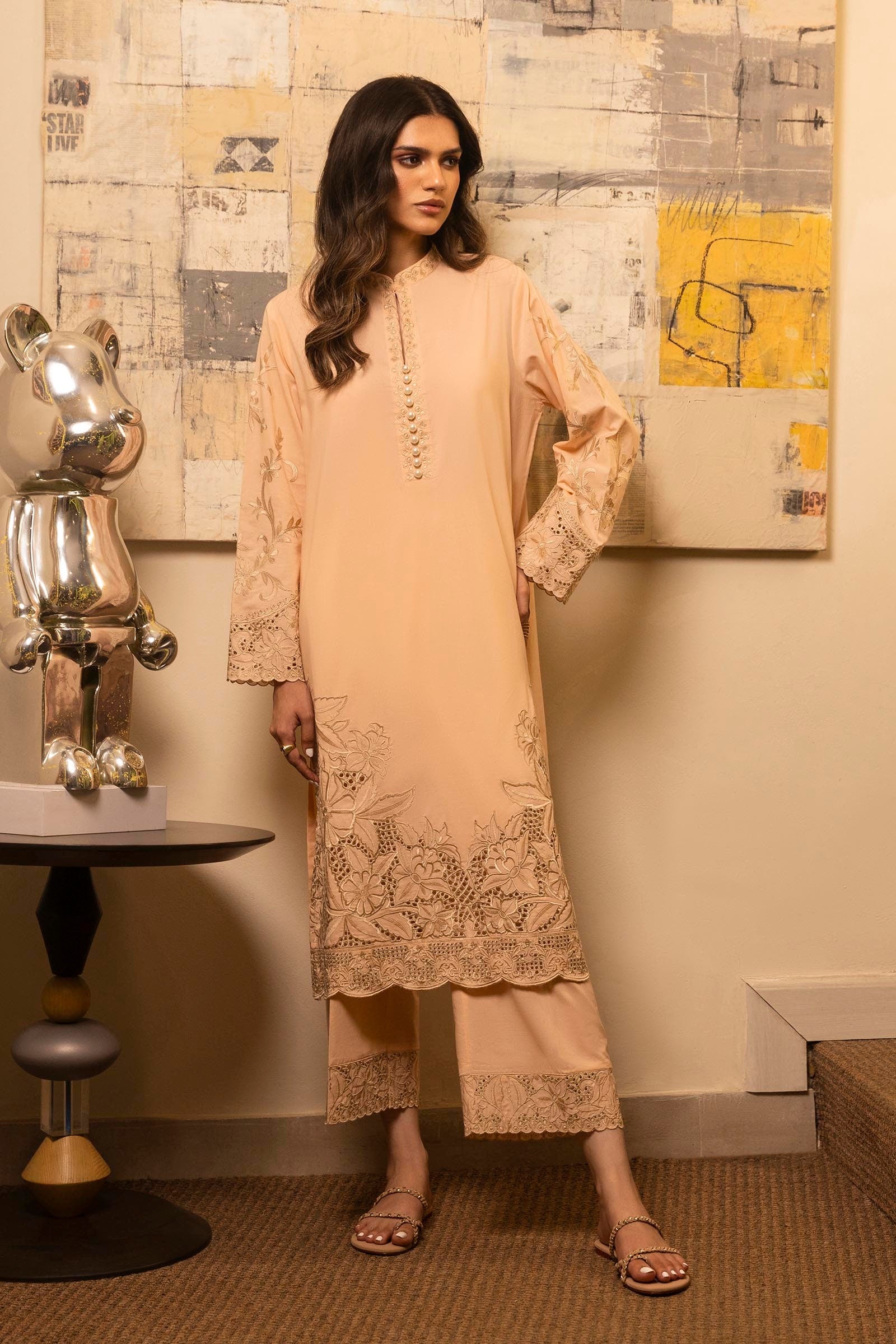 Stitched Lawn Embroidered Shirt + Culotte Main image