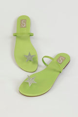 Lime Star Toe Ring Flats