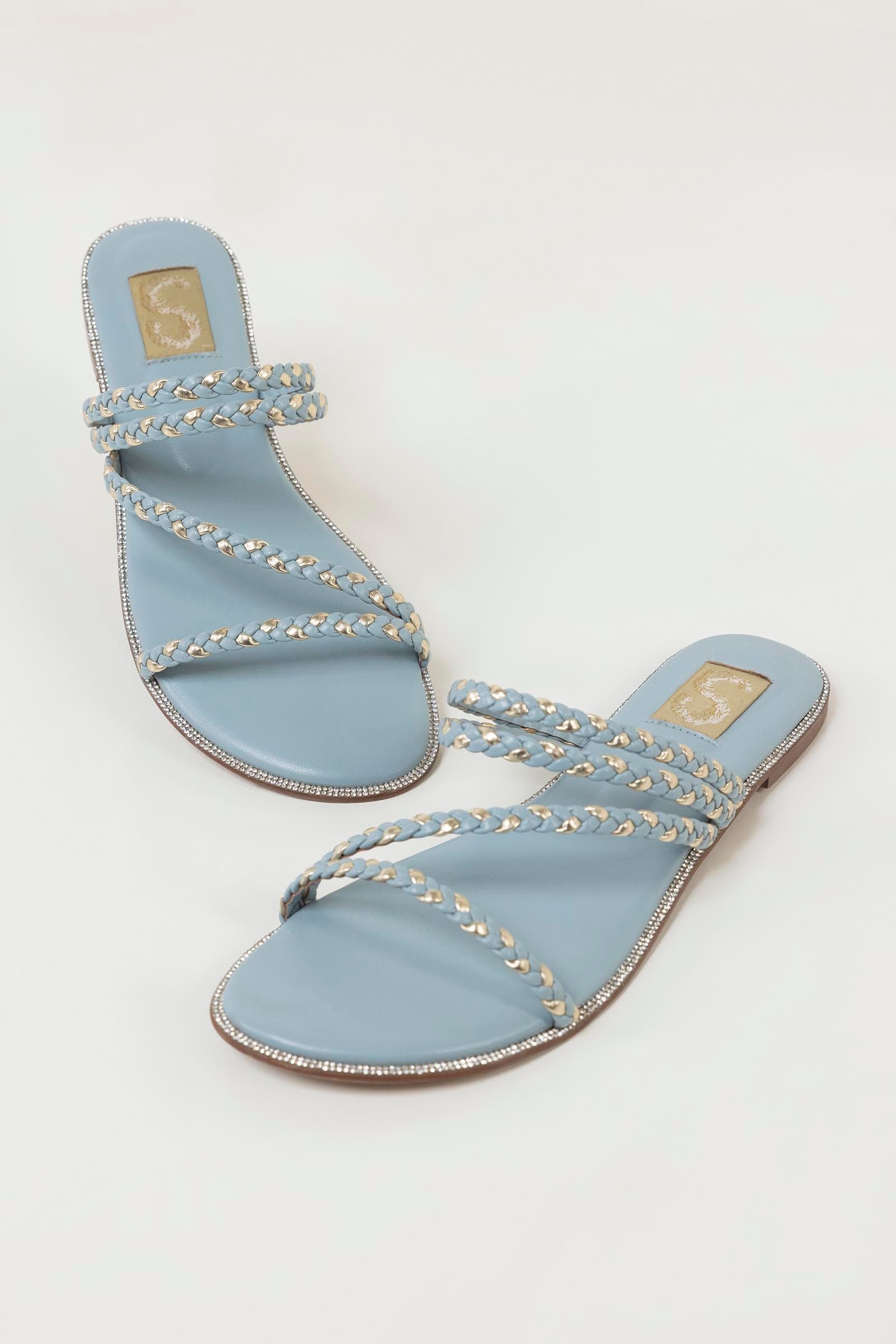 Turquoise Braided Flats Main image