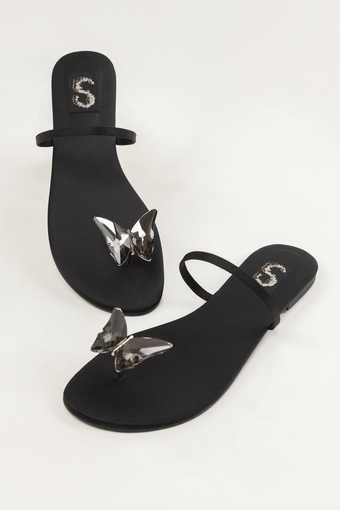 Black Butterfly Toering Flats