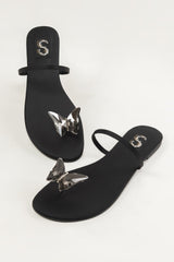Black Butterfly Toering Flats