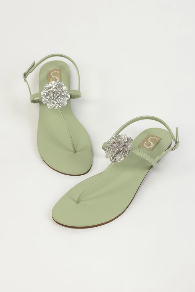 Green Floral Sandals