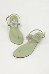 Green Floral Sandals