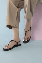 Black Diamante Flats