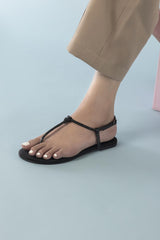 Black Diamante Flats