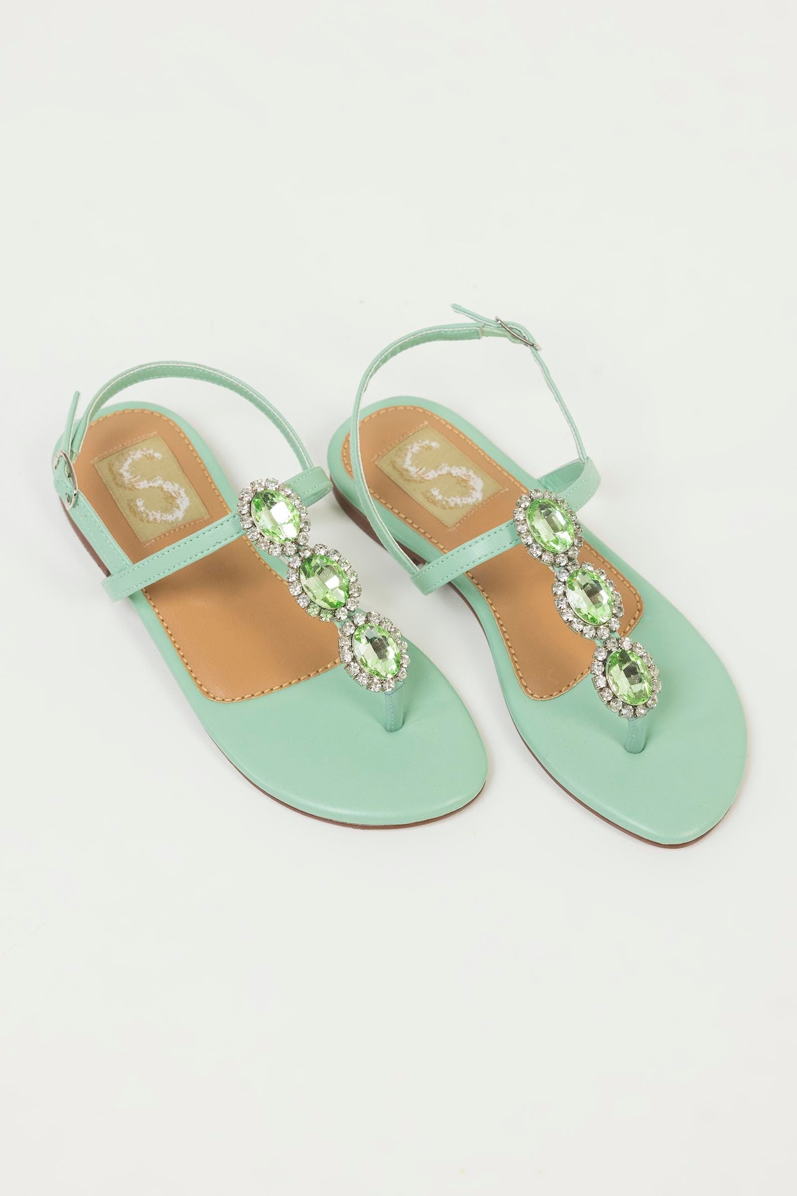Green Slingback Flats Main image