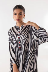 Stitched Poly Satin Shirt + Culotte