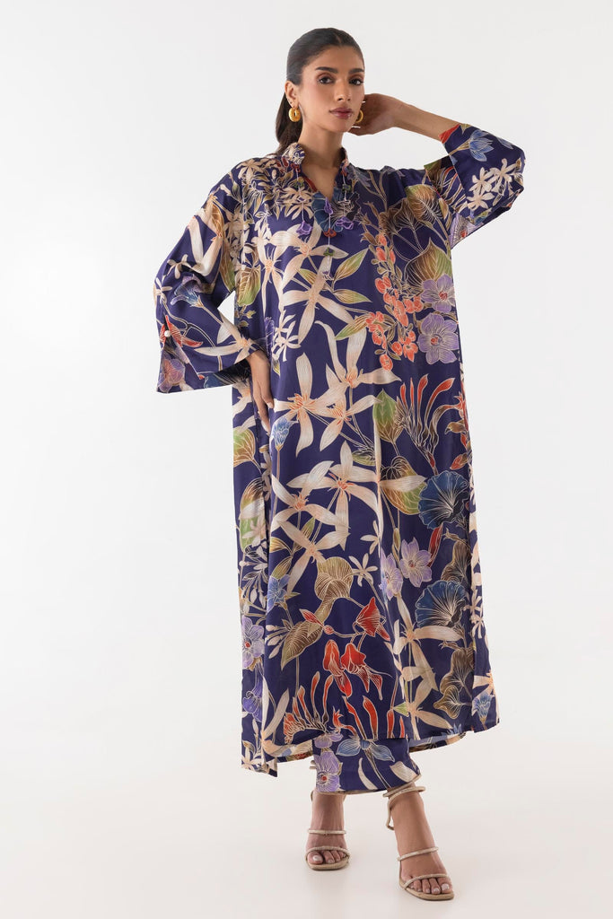 Stitched Poly Satin Shirt + Culotte