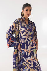 Stitched Poly Satin Shirt + Culotte