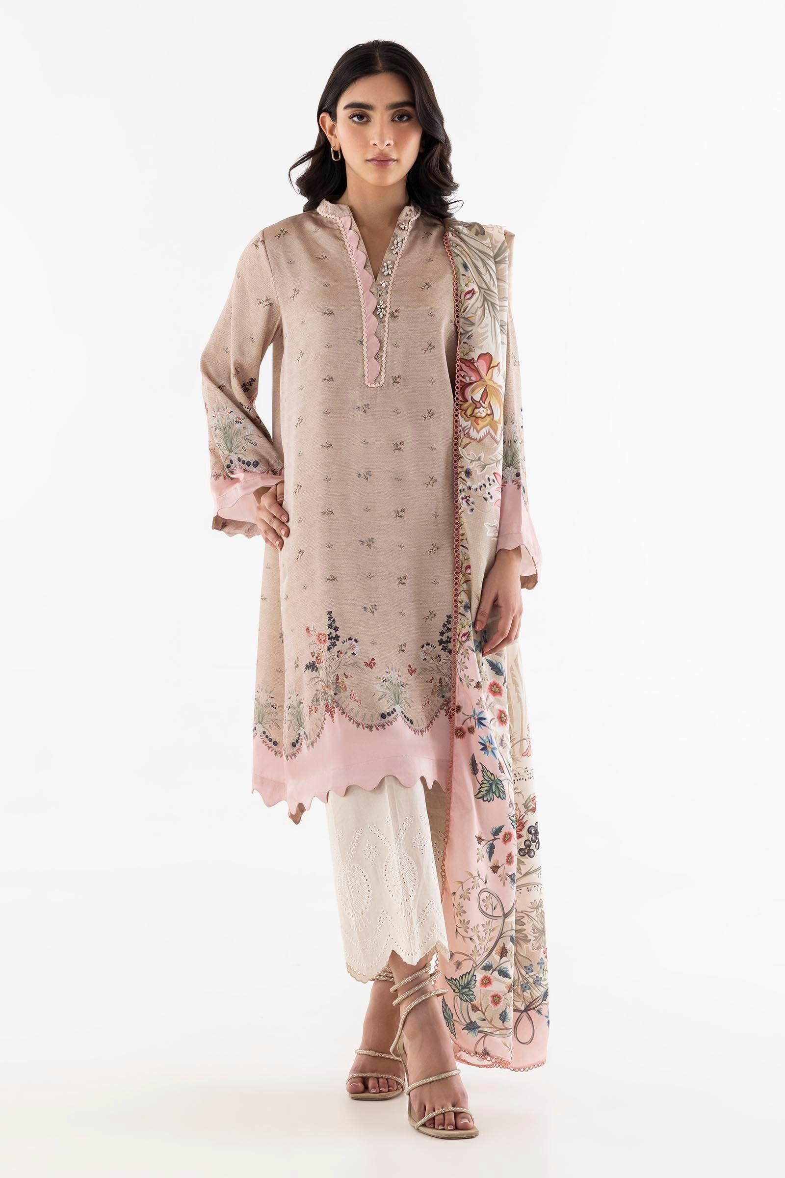 Stitched Satin Shirt + Dupatta Main image