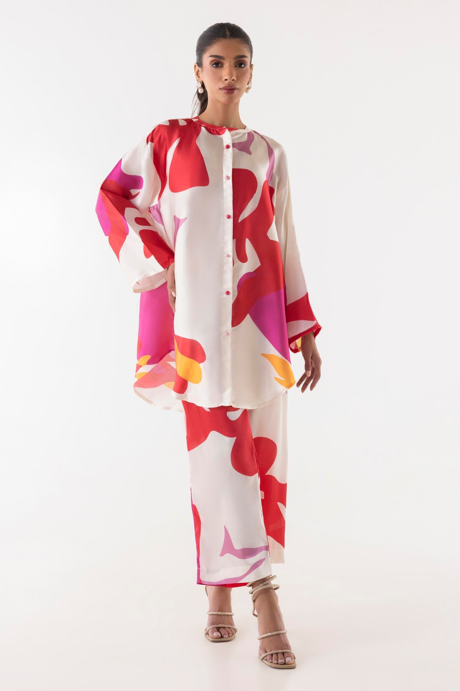 Stitched Satin Printed Shirt + Culotte Main image