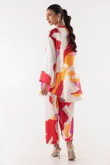 Stitched Satin Printed Shirt + Culotte