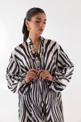 Stitched Poly Satin Shirt + Culotte