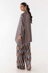 Stitched Black And White Printed Shirt + Culotte