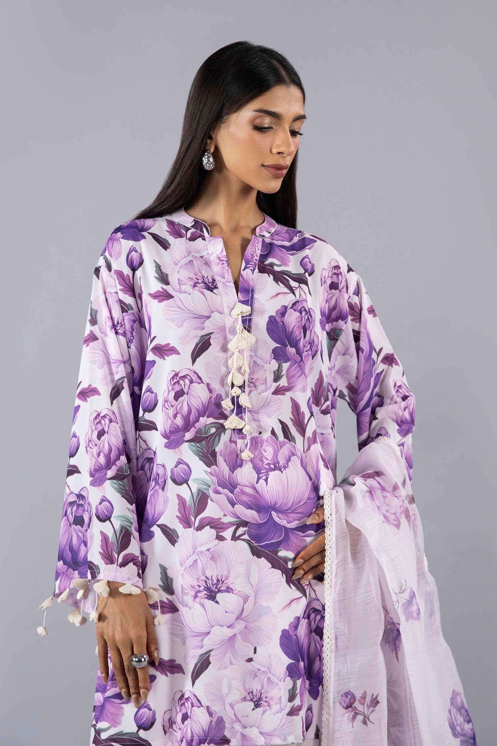 Stitched Satin Shirt + Dupatta Secondary image