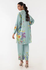 Stitched Poly Satin Shirt + Culotte