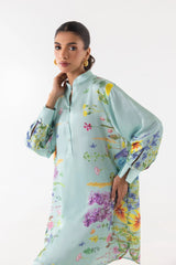 Stitched Poly Satin Shirt + Culotte