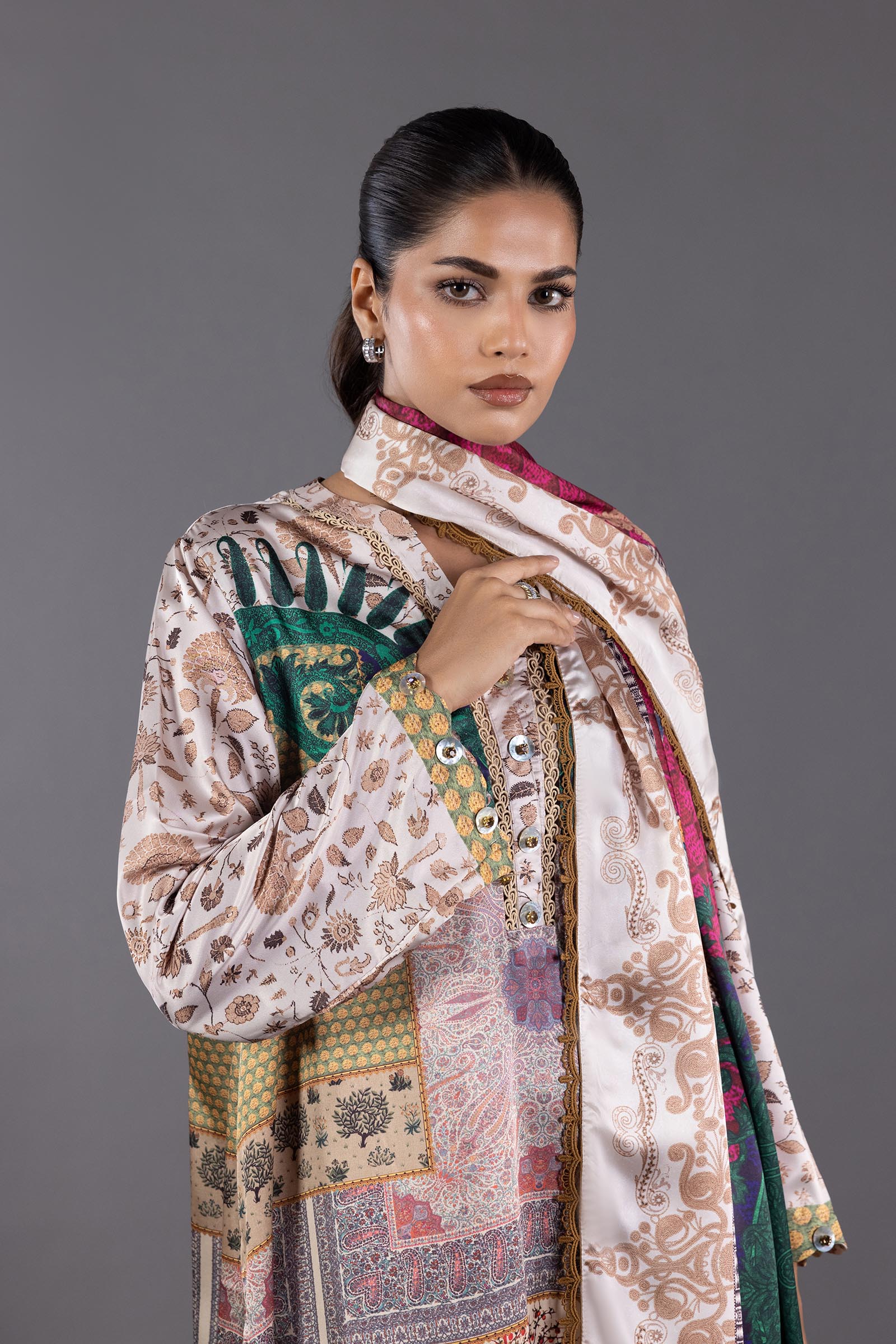 Stitched Satin Shirt + Dupatta Secondary image