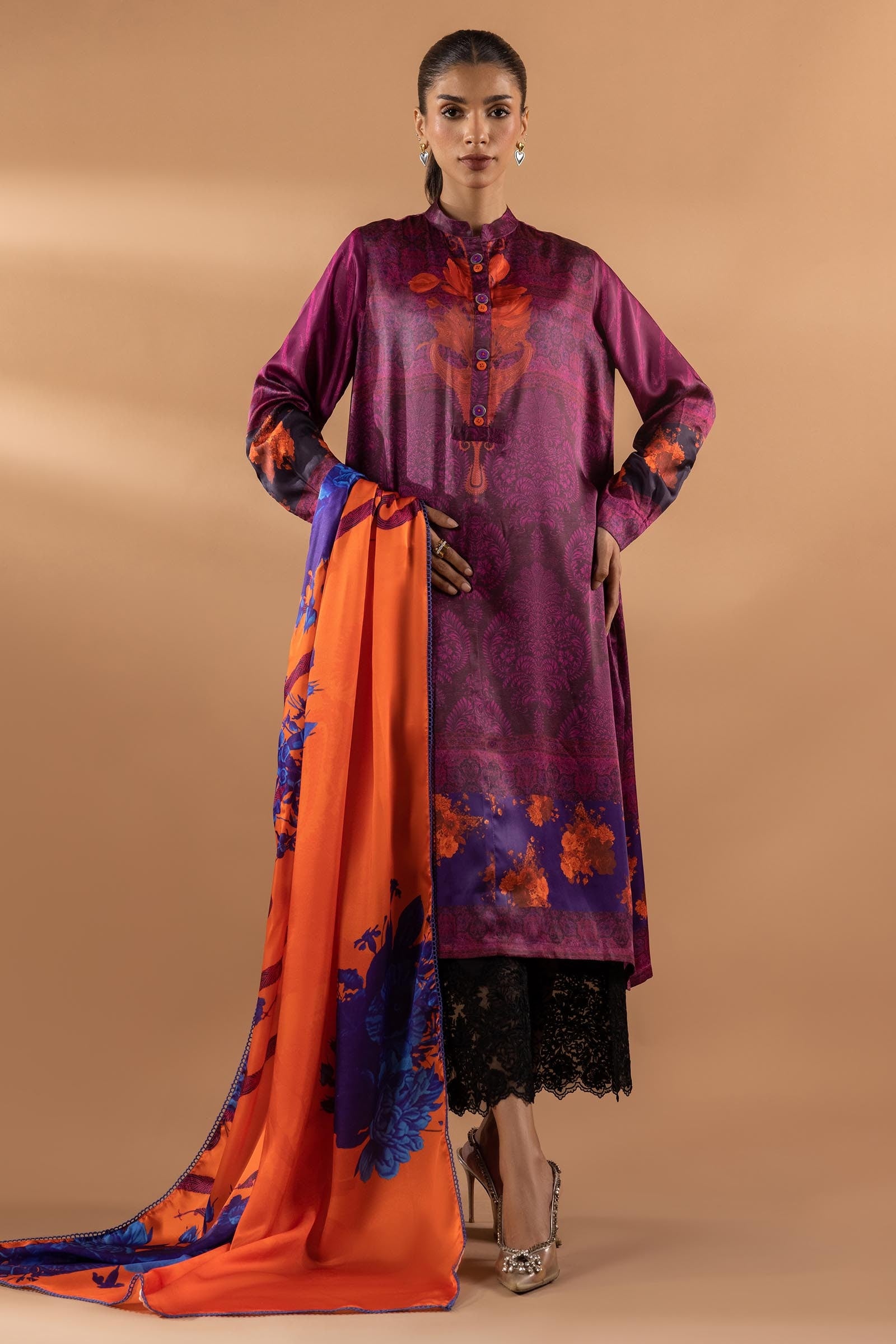 Stitched Satin Shirt + Dupatta Main image