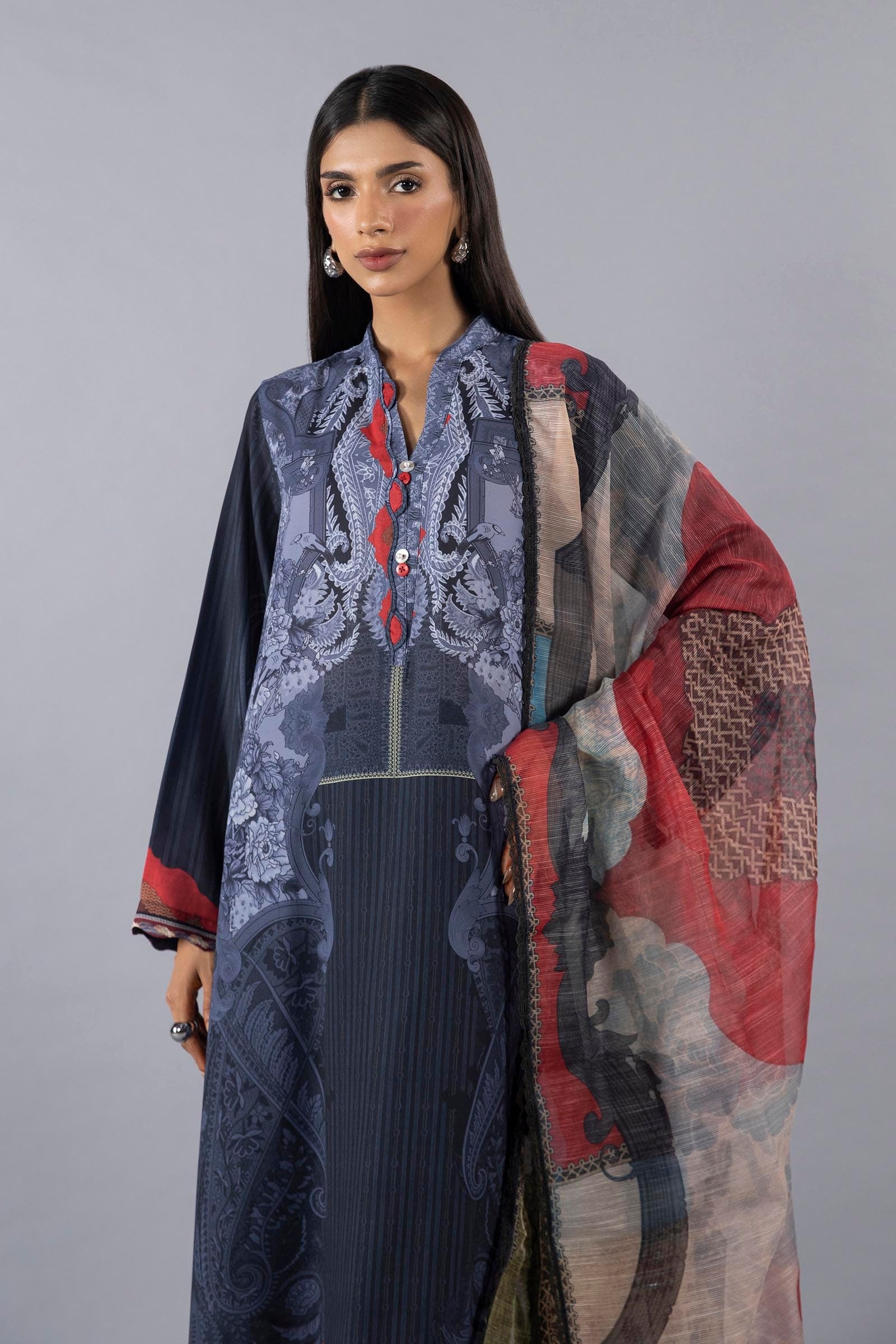 Stitched Satin Shirt + Dupatta