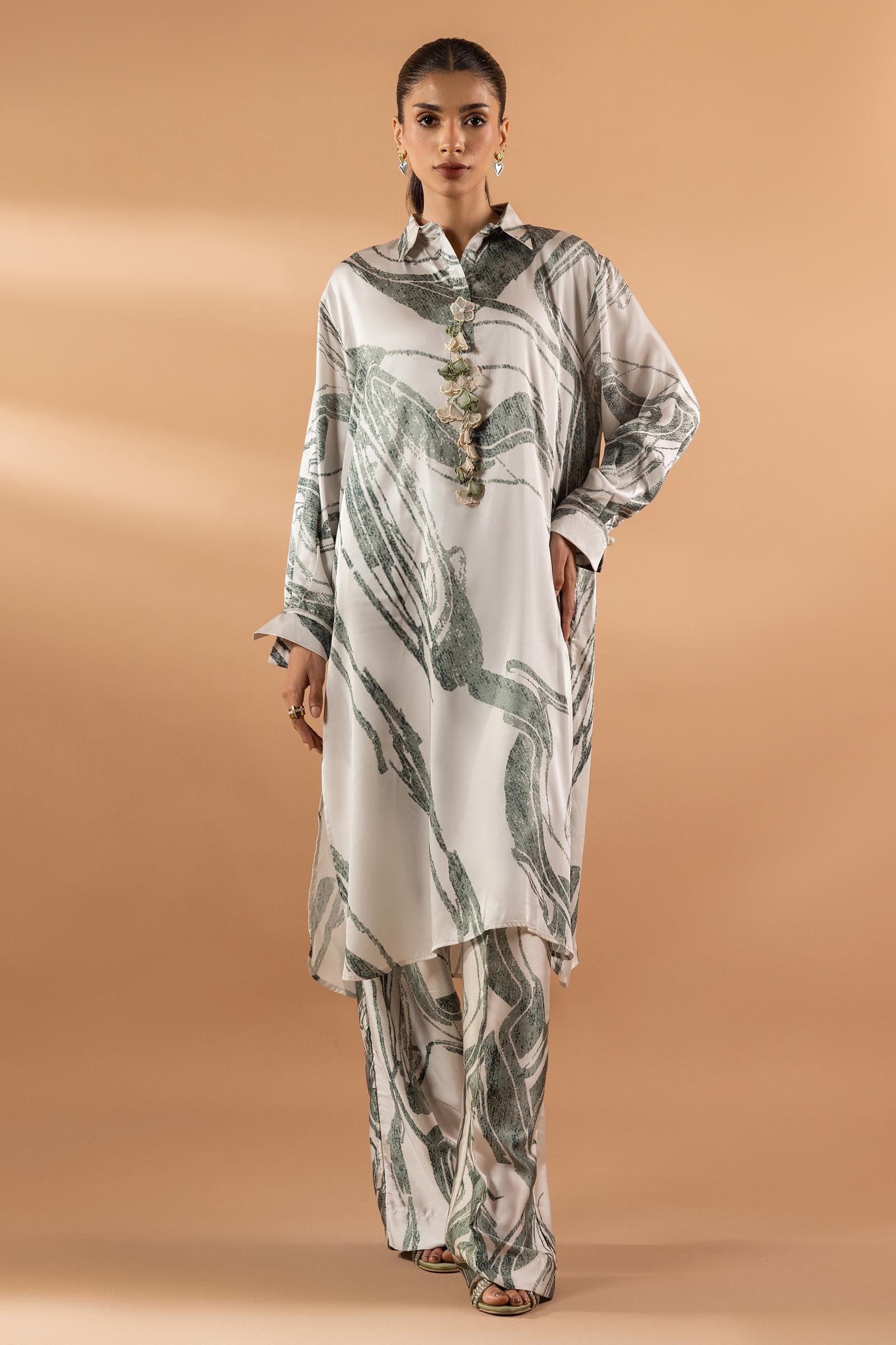 Stitched Satin Shirt + Bottom Main image