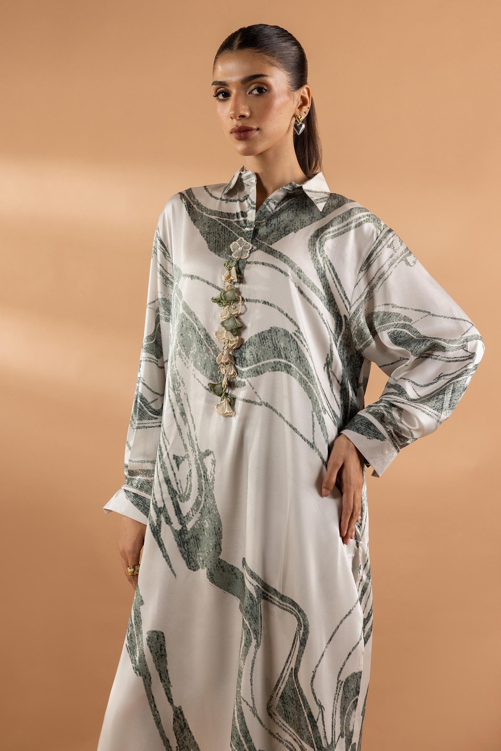 Stitched Satin Shirt + Bottom Secondary image
