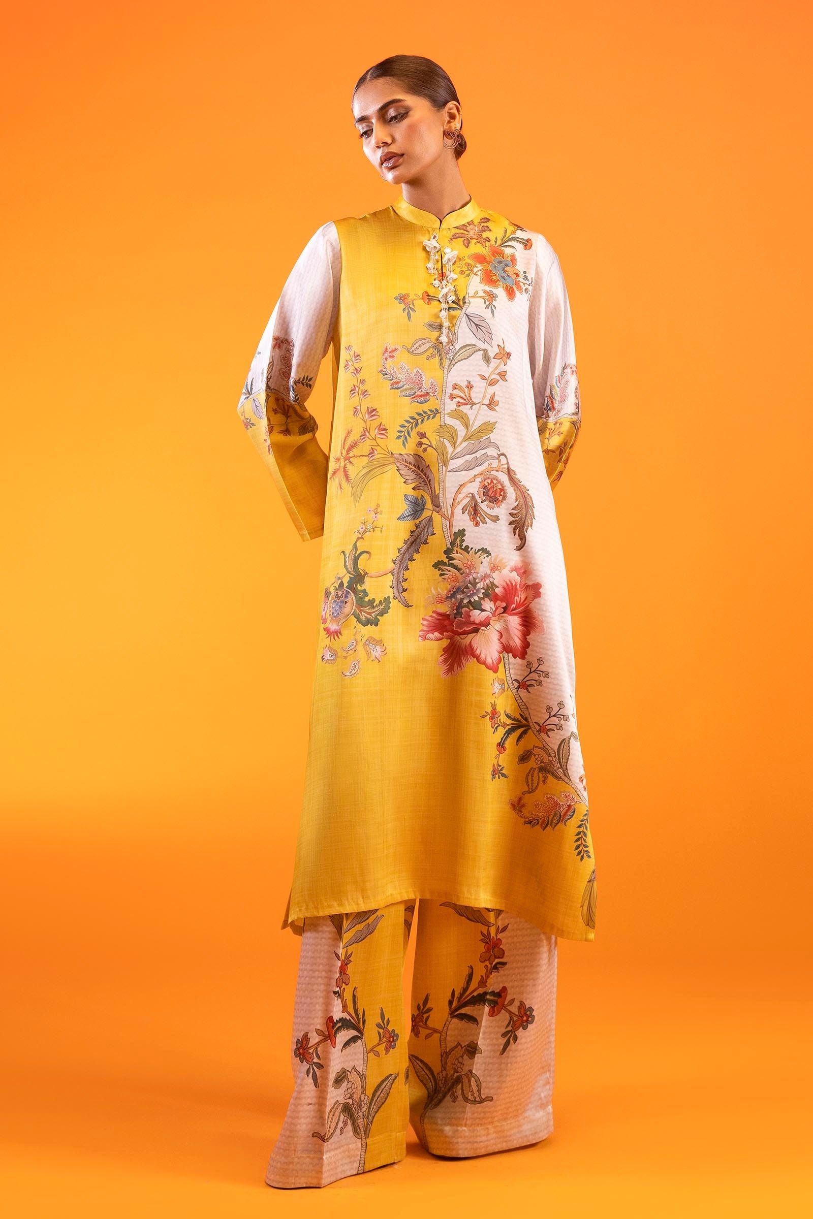 Stitched Satin Printed Shirt + Bottom Main image